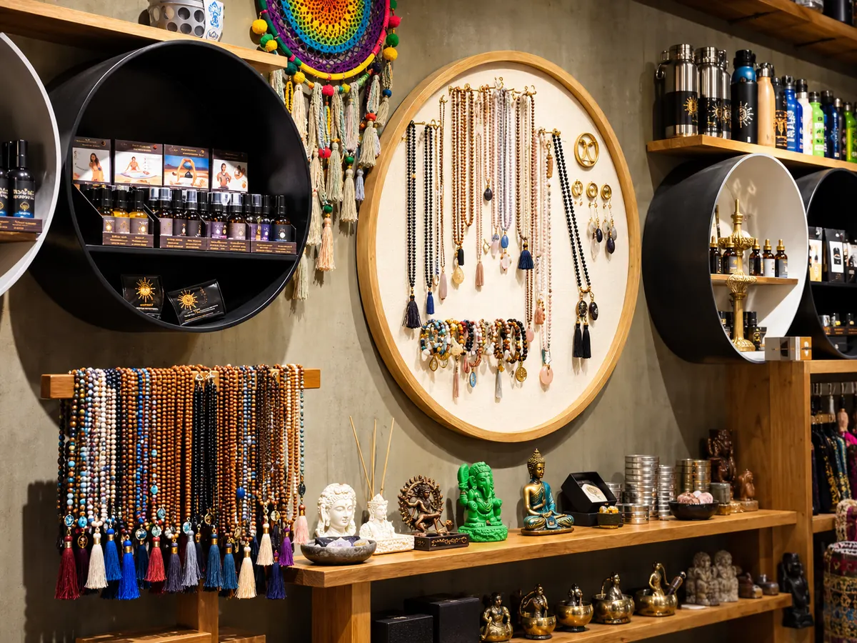 Jewellery and self-care products in the Ubud Yoga Centre shop